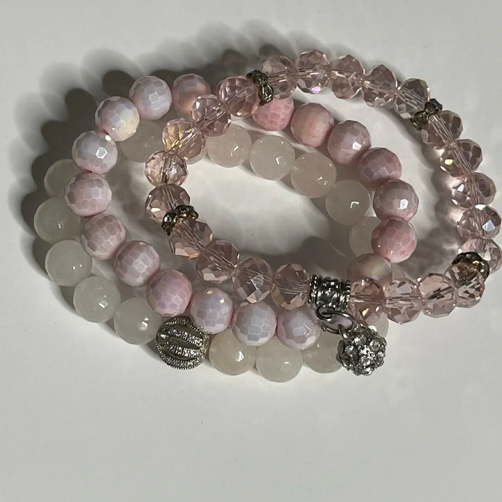 Stretch Beaded Bracelet Stack - Pinks - Picture 4 of 4